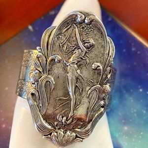 Silver Lady Cuff Art Nouveau Style by MyElegantThings